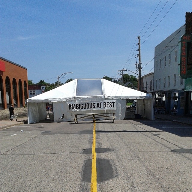 The Bridge Street main stage tent on Friday before people arrived. Scott Brown, 2014